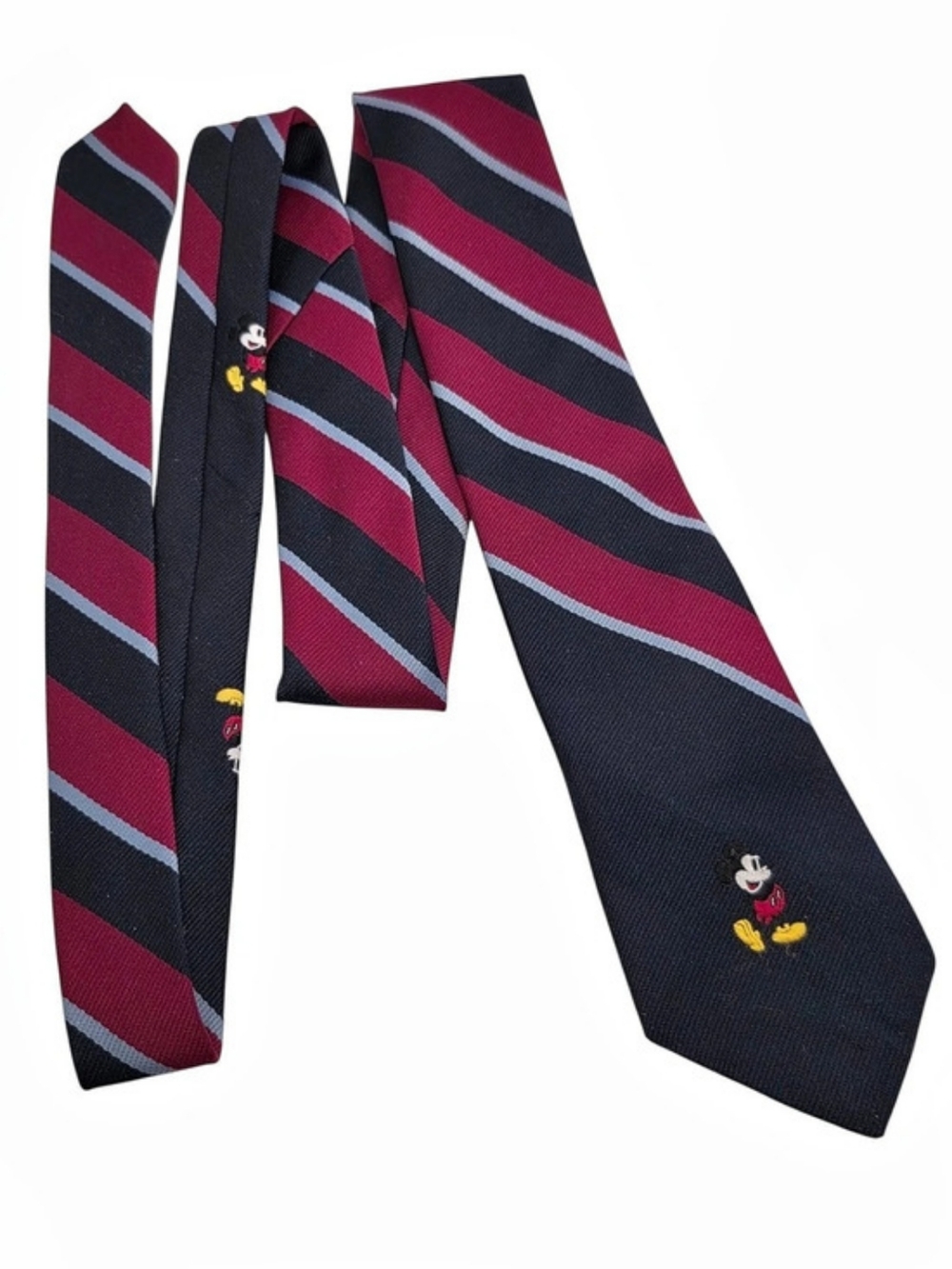 Walt Disney Mickey Mouse Striped Tie Cervantes 100% Polyester Vintage Made in LA